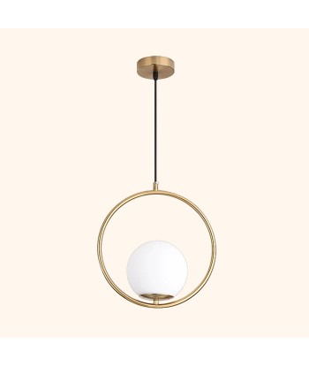 Suspension moderne boule lumineuse anneau en laiton ou a consommer sur place