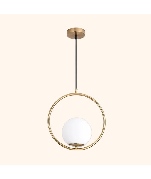 Suspension moderne boule lumineuse anneau en laiton ou a consommer sur place