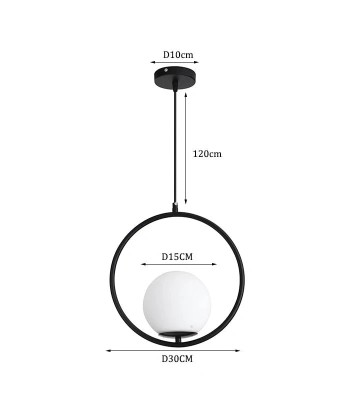 Suspension moderne boule lumineuse anneau en laiton ou a consommer sur place