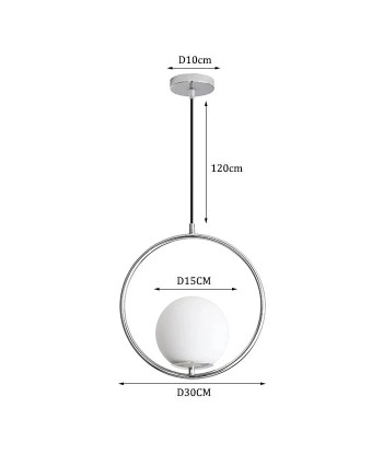 Suspension moderne boule lumineuse anneau en laiton ou a consommer sur place