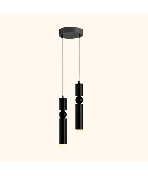 Suspension double cylindrique géométrique en laiton design moderne de pas cher