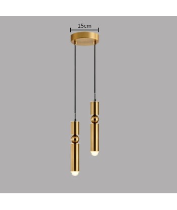 Suspension double cylindrique géométrique en laiton design moderne de pas cher