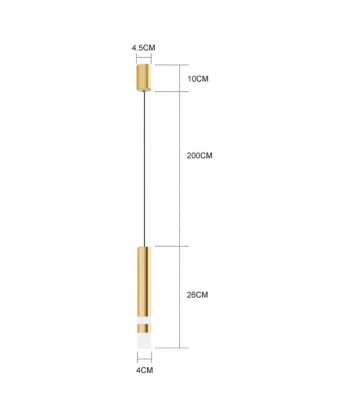 Suspension laiton cylindre doré anneaux lumineux moderne sur le site 