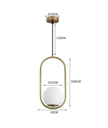 Suspension moderne boule lumineuse ovale en laiton Amélioration de cerveau avec