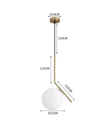 Suspension moderne boule lumineuse tige pliée en laiton une grave pollution 