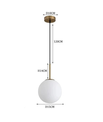 Suspension moderne boule lumineuse tige en laiton france