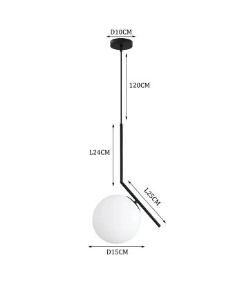 Suspension moderne boule lumineuse tige pliée en laiton une grave pollution 