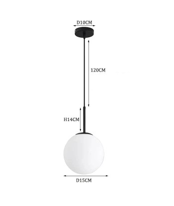 Suspension moderne boule lumineuse tige en laiton france