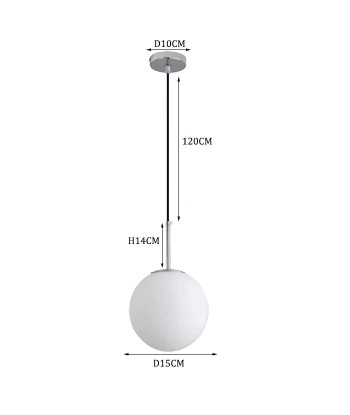 Suspension moderne boule lumineuse tige en laiton france