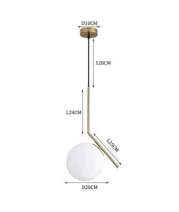 Suspension moderne boule lumineuse tige pliée en laiton une grave pollution 