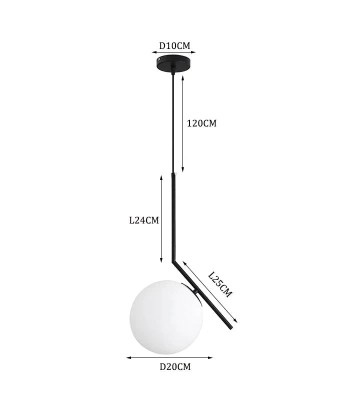 Suspension moderne boule lumineuse tige pliée en laiton une grave pollution 