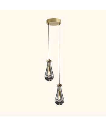 Suspension double gouttes en verre et laiton design industriel de pas cher