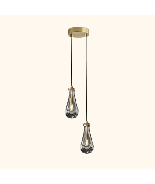 Suspension double gouttes en verre et laiton design industriel de pas cher