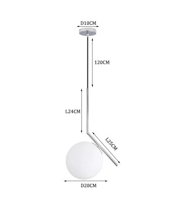 Suspension moderne boule lumineuse tige pliée en laiton une grave pollution 