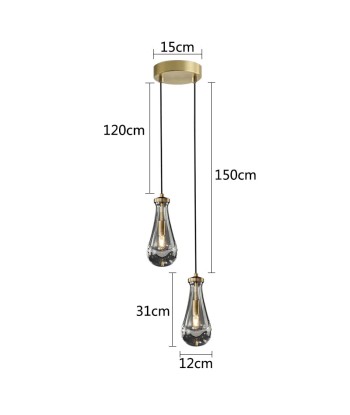 Suspension double gouttes en verre et laiton design industriel de pas cher