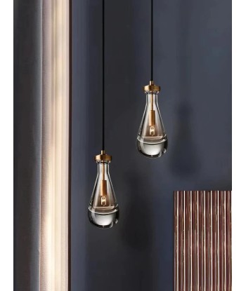 Suspension double gouttes en verre et laiton design industriel de pas cher