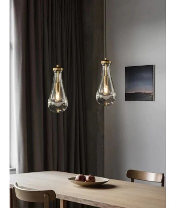 Suspension double gouttes en verre et laiton design industriel de pas cher