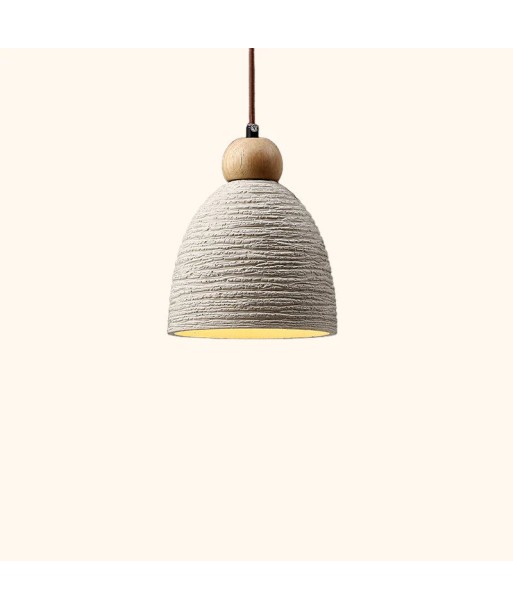 Suspension cloche rainurée terre cuite bois scandinave en linge