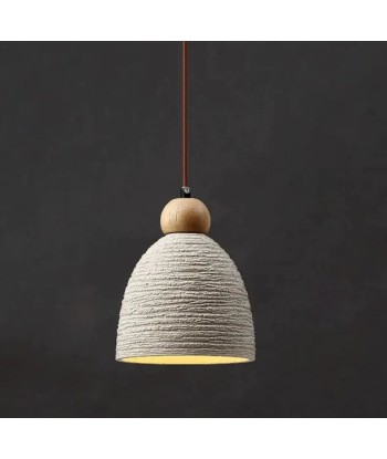 Suspension cloche rainurée terre cuite bois scandinave en linge