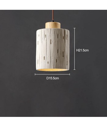 Suspension cylindre rainuré en terre cuite et bois scandinave est présent 