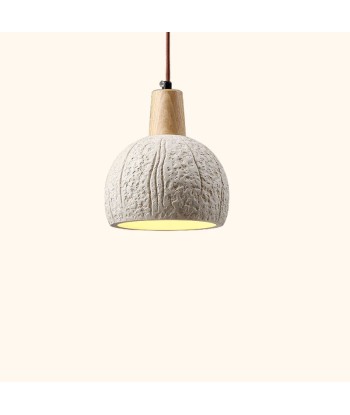 Suspension globe rainuré terre cuite bois scandinave solde