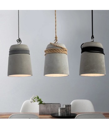 Suspension cloche ciment et corde design scandinave acheter