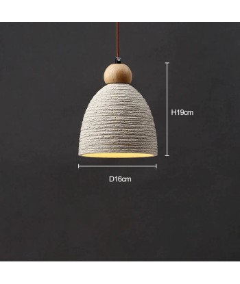 Suspension cloche rainurée terre cuite bois scandinave en linge