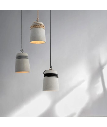 Suspension cloche ciment et corde design scandinave acheter