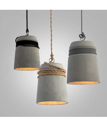 Suspension cloche ciment et corde design scandinave acheter