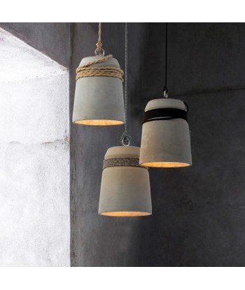 Suspension cloche ciment et corde design scandinave acheter