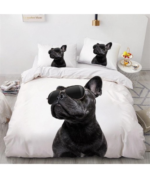 Bulldog glasses duvet cover français