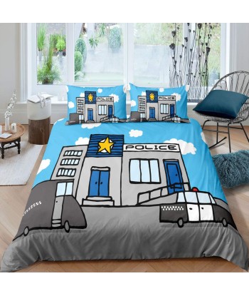 Police printed duvet cover sur le site 