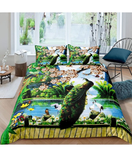 Green peacock duvet cover de l' environnement