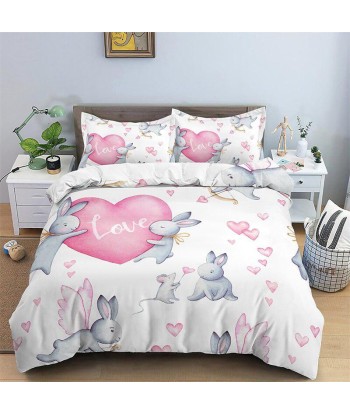 Heart rabbit duvet cover plus qu'un jeu 