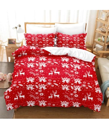 Red and white Christmas duvet cover pas cher