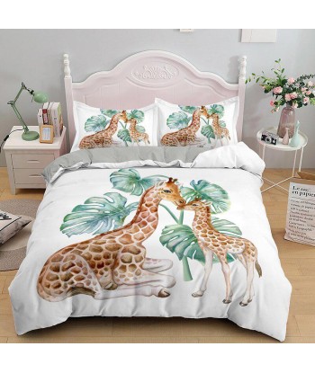 White background giraffe duvet cover commande en ligne