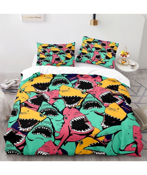 Multicolored shark duvet cover 50% de réduction en Octobre 2024