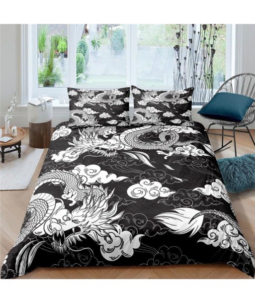 Black & White Dragon Dragon Duvet Cover paiement sécurisé