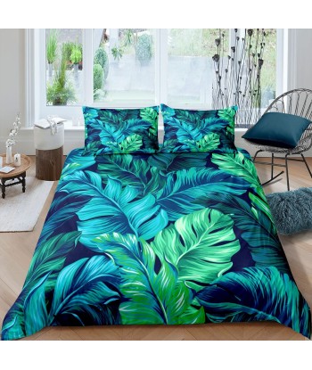 Tropical duvet cover green leaves en linge