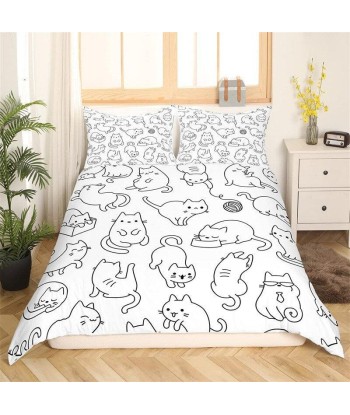 White cat duvet cover en linge