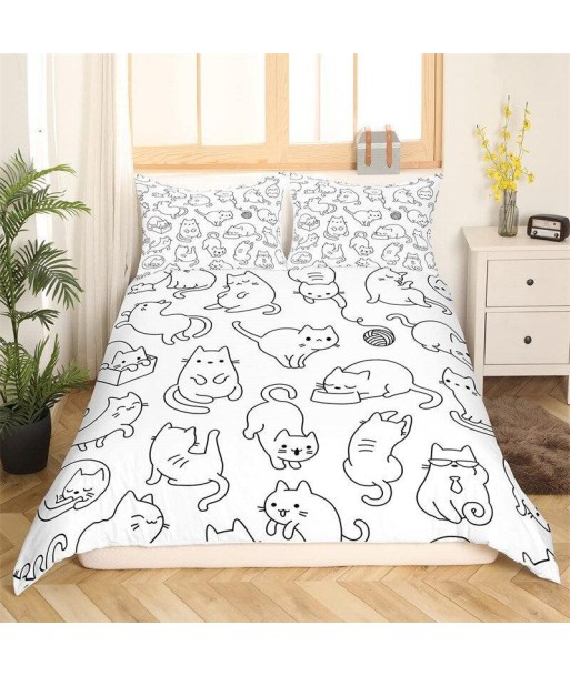 White cat duvet cover en linge