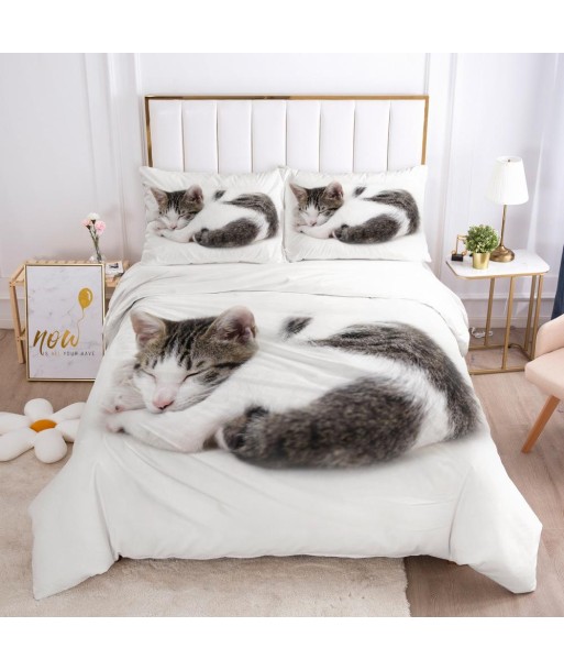 Gray and white cat duvet cover sur le site 