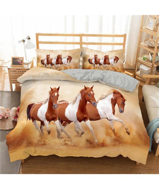 Brown and white horse duvet cover pas cher