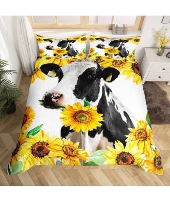 Black and white cow's duvet cover Livraison rapide