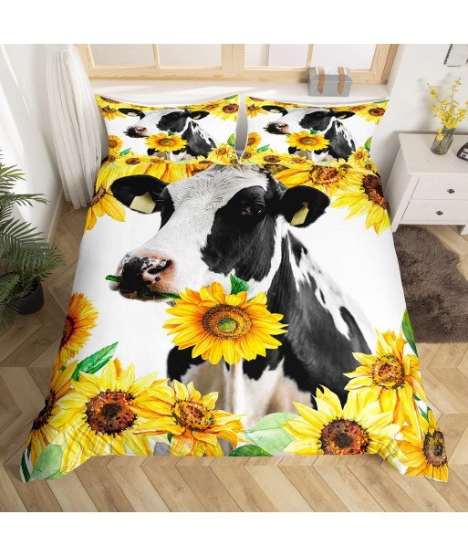 Black and white cow's duvet cover Livraison rapide