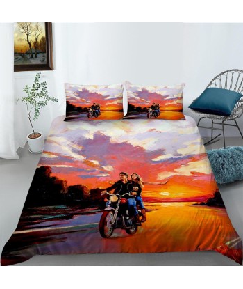 Motorcycle Couple Duvet Cover plus qu'un jeu 