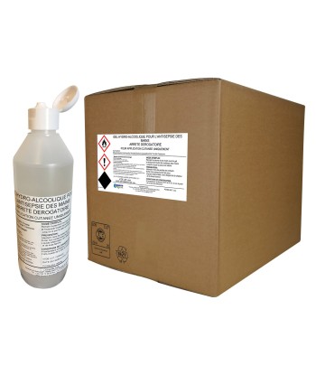 Gel hydroalcoolique 25x500ml + bouchon à clapet 2024